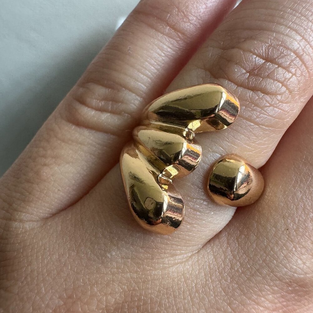 NEW Gold Tone Chunky Open Ring | Adjustable | Modern Statement